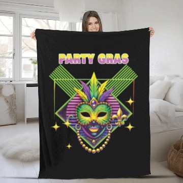 Discover Mardi Gras Party Gras Mask Celebration Fleece Blankets