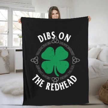 Discover Dibs On The Red Head - St. Patrick's Day Humor Fleece Blankets