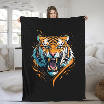 Discover Fierce Tiger Fleece Blankets