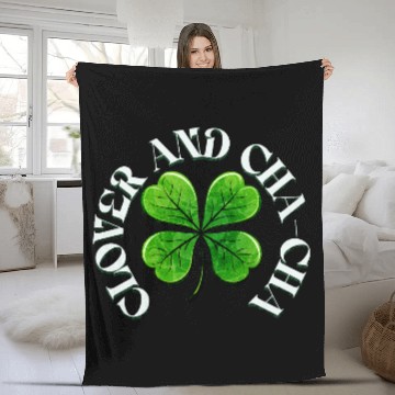 Discover Clover Cha Cha 4-Leaf AI Clover Design Fleece Blankets