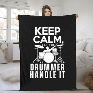 Discover "Keep Calm, Let the Drummer Handle It - Cat T-shir Fleece Blankets