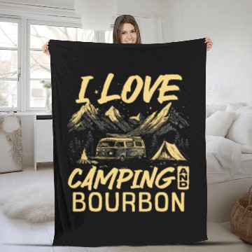 Discover I Love Camping And Bourbon Fleece Blankets