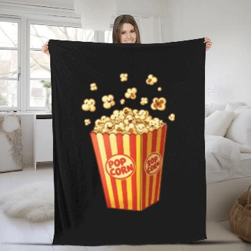 Discover A popcorn box with little popcorn jumping out Fleece Blankets