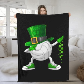 Discover Funny Dabbing Shamrock Volleyball St Patrick's Day Fleece Blankets