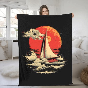 Discover Sailing 90s Look Fleece Blankets