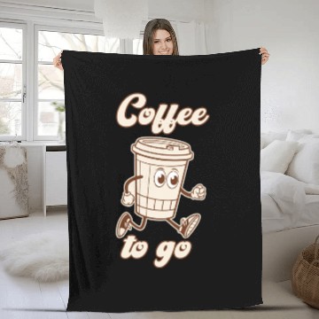Discover Animated Coffee Cup Running Illustration Fleece Blankets
