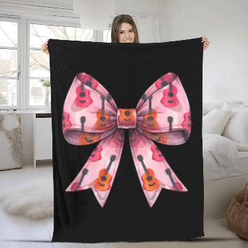 Discover Coquette Bow Guitar Mom Guitarist Mothers Day Pink Fleece Blankets