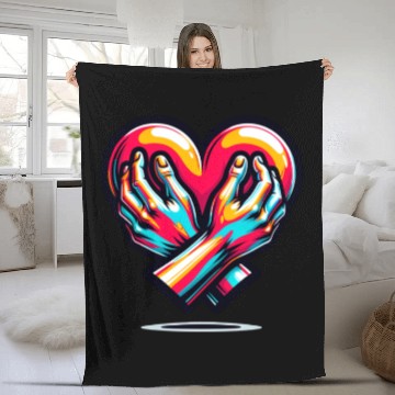 Discover Valentine day Hands Holding a Heart Fleece Blankets