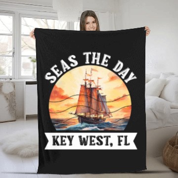 Discover Florida Keys SEAS THE DAY IN KEY-WEST FLORIDA Fleece Blankets