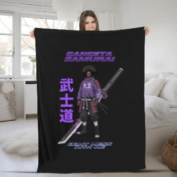 Discover Gangsta Samurai - Afro Street Fighter Anime Manga Fleece Blankets