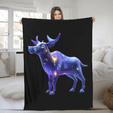 Discover Galaxy Moose Fleece Blankets