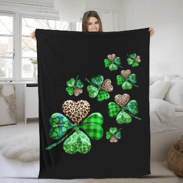Discover St. Patrick's Day Shamrock Irish Leopard Fleece Blankets