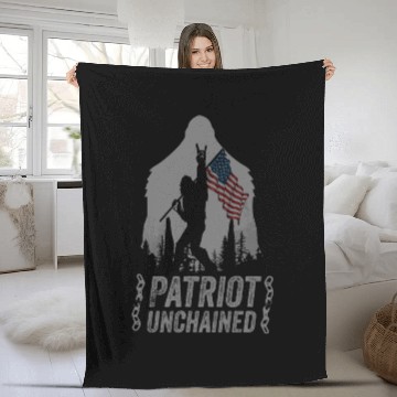 Discover Dark Patriot unchained quote Sasquatch US flag Fleece Blankets