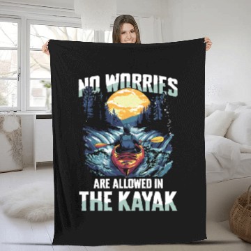 Discover No Worries Allowed In The Kayak Adventure Fleece Blankets
