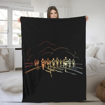 Discover Runners Line Art 90s Look Fleece Blankets
