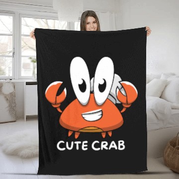 Discover Cute Crab – Adorable & Playful Design! Fleece Blankets