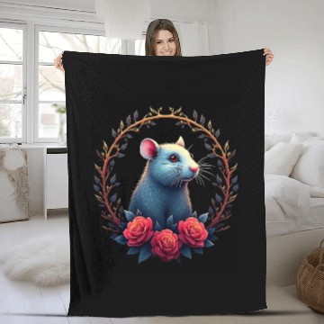 Discover Hamster Flowers Art | Geometric Animal Design Fleece Blankets