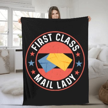 Discover First Class Mail Lady Mail Postal Worker Fleece Blankets
