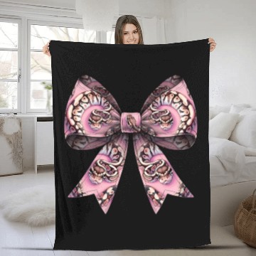 Discover Coquette Bow Ball Python Snake Pattern Pink Fleece Blankets