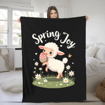 Discover Playful Easter Lamb Fleece Blankets – Springtime Joy Desig