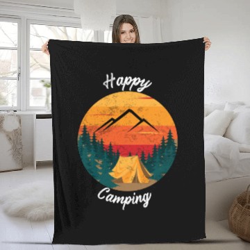 Discover Happy Camping Fleece Blankets Hiking Mountain Adventure