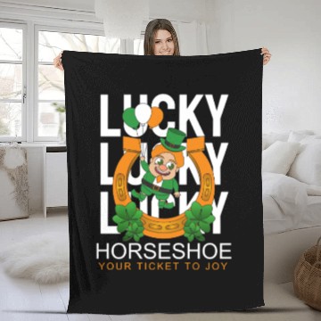 Discover Lucky horseshoe your ticket to joy Fleece Blankets