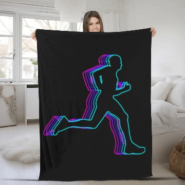 Discover Retro Runner Marathon Running Vaporwave Fleece Blankets