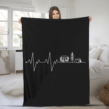 Discover heartbeat camping Fleece Blankets