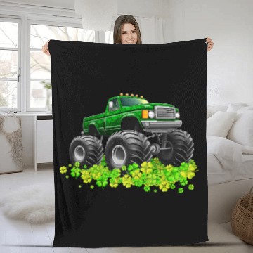 Discover St Patricks Day Toddler Lucky Monster Truck Fleece Blankets