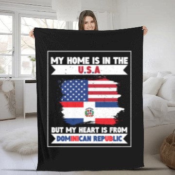 Discover My Home The USA Heart From Dominican Republic US Fleece Blankets
