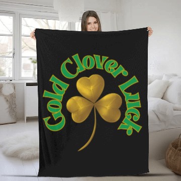Discover St. Patrick's Day - Gold Clover Luck Fleece Blankets