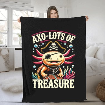 Discover Treasure Hunting Adventure Pirate Axolotl Fleece Blankets