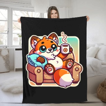 Discover Harmony: Fox and Coffee Fleece Blankets