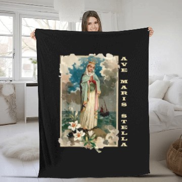Discover Ave Maris Stella Lady Blessed Mother Mary Fleece Blankets