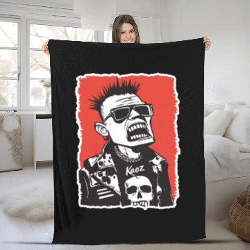 Discover Screaming Punk Rocker with Skull Fleece Blankets