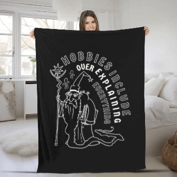 Discover Funny Wizard Fleece Blankets | Over Explaining Mage Fleece Blankets