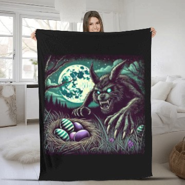 Discover Creepy Werewolf Easter Bunny Nightmare Fleece Blankets