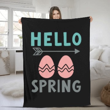 Discover Hello Spring - Spring Design with Easter Eggs Fleece Blankets