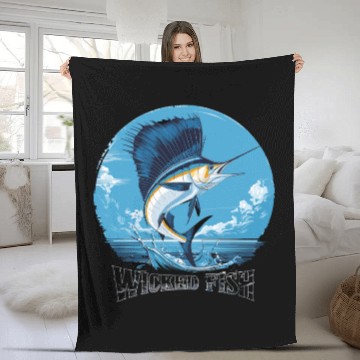 Discover Wicked Fish Sailfish Adventure Ocean Breeze Fleece Blankets