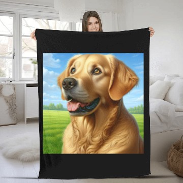 Discover Realistic Golden Retriever Fleece Blankets