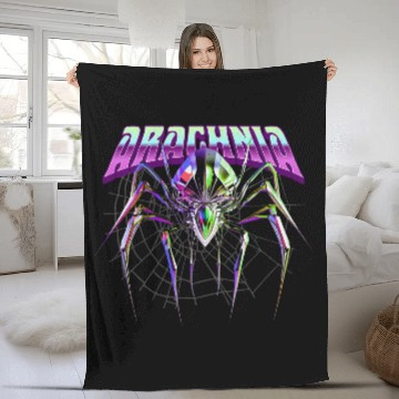 Discover Arachnia Spider On Web Fleece Blankets