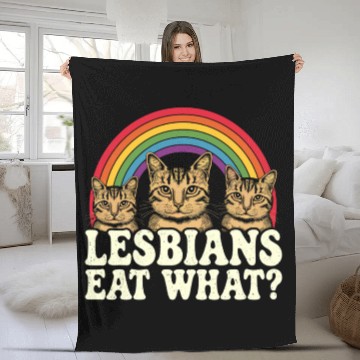 Discover Lesbians Eat What Vintage LGBT Funny Pride Month Fleece Blankets