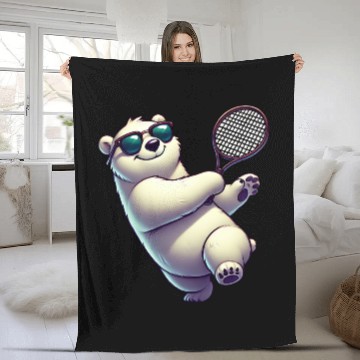 Discover Polar Bear Tennis Player Arctic Cartoon Fleece Blankets