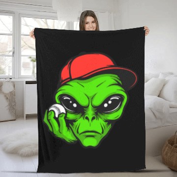 Discover Grey Alien Baseball Fleece Blankets