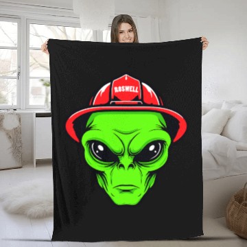 Discover Grey Alien Fireman Fleece Blankets