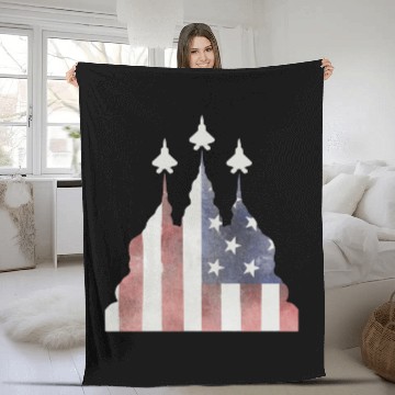 Discover Patriotic Flyby F-22 Raptor Fleece Blankets