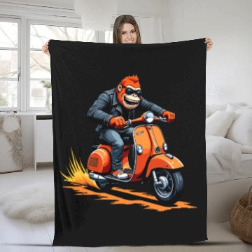 Discover Rebellious Gorilla on Motorcycle Fleece Blankets