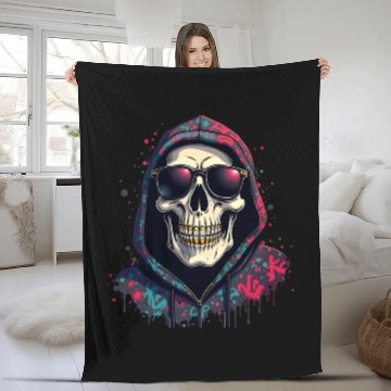 Discover Gangster Skull Drip - Urban Streetwear Art Fleece Blankets