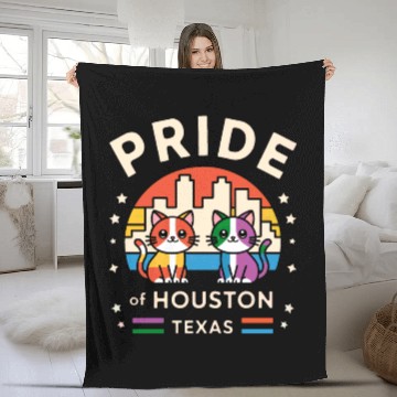 Discover Pride of Houston City Texas USA Rainbow Flag Fleece Blankets