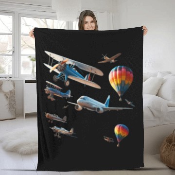 Discover Planes and Hot Air Balloons Fleece Blankets